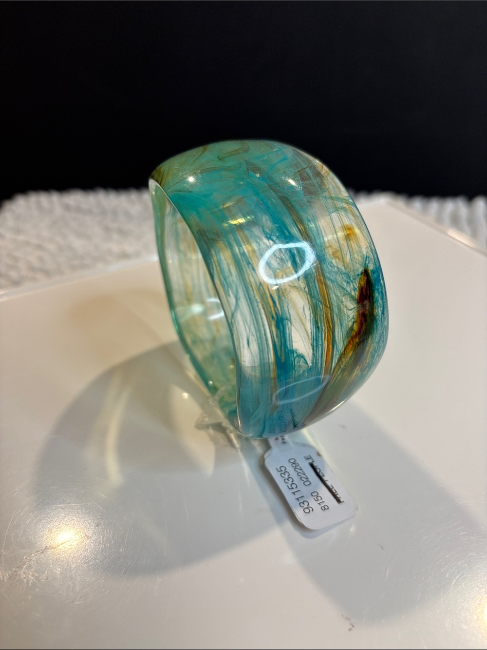 Free People Handmade Turquoise Swirl Resin Bangle Bracelet